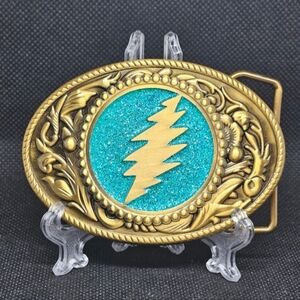 Grateful Dead "Rain" 13 Point Lightening Bolt Galactic Gold Tone Belt Buckle